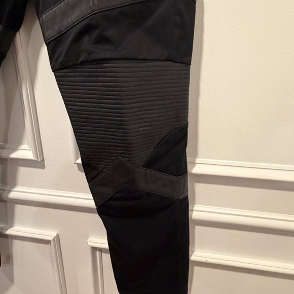 DIESEL Black Moto Biker Jeans Pants w/ Lambskin Leather Panels (Size 33x29) - Picture 4 of 16